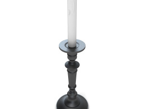 Old candlestick with candle 3D मॉडल