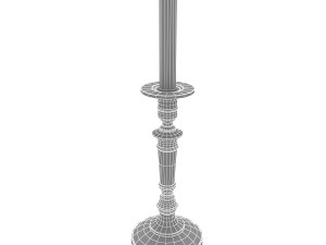 Old candlestick with candle 3D मॉडल