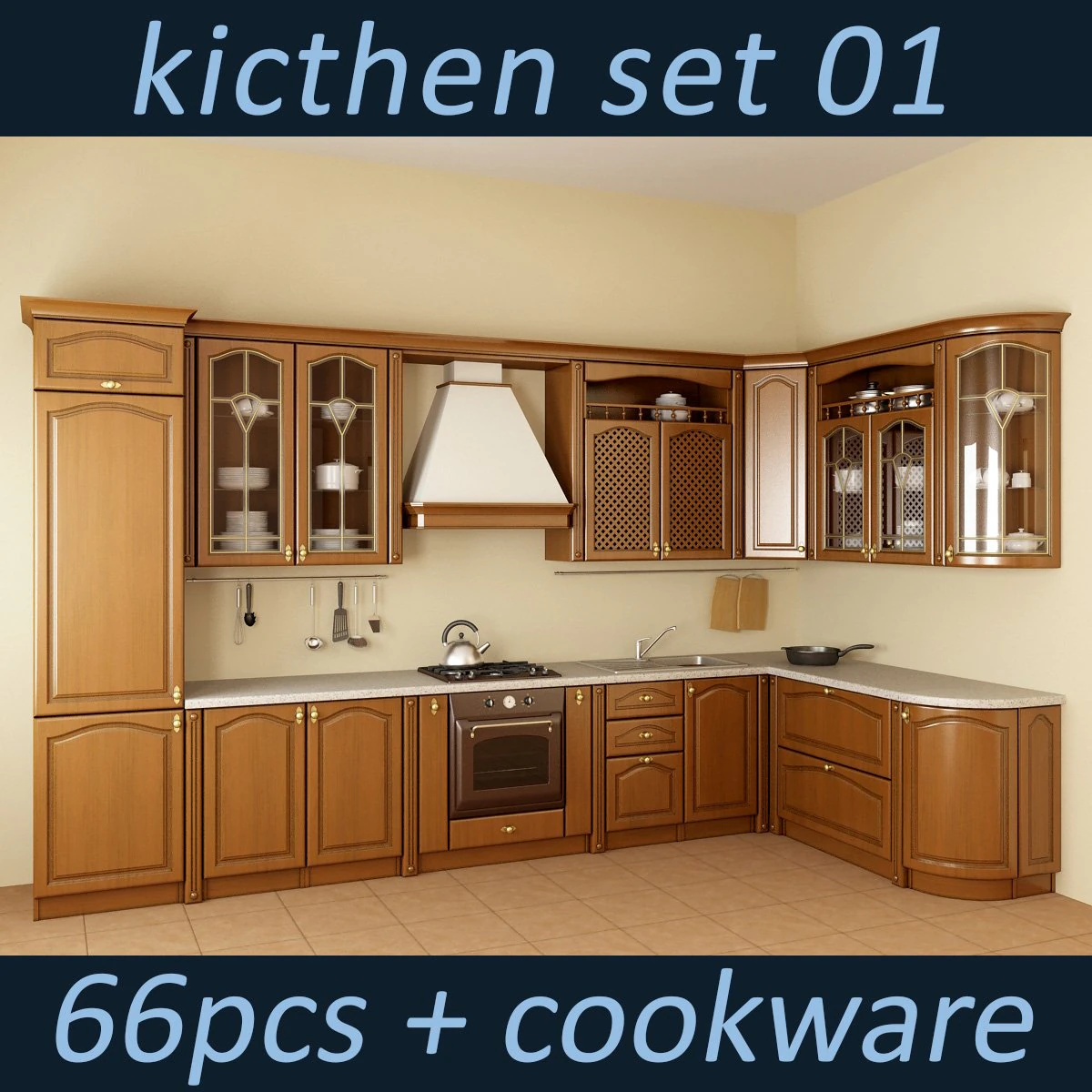 kitchen set 01 3D Model .c4d .max .obj .3ds .fbx .stl .blend 