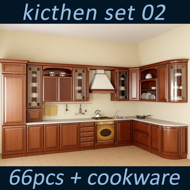 kitchen set 02 Model 3D .c4d .max .obj .3ds .fbx .stl .blend 