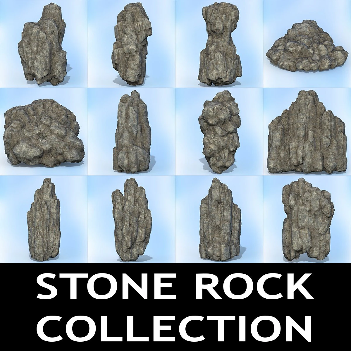 game ready realistic rock collection 3D Model .c4d .max .obj .3ds .fbx .stl .blend