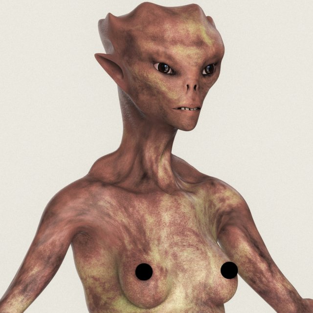 realistic female alien 08 3D 模型 .c4d .max .obj .3ds .fbx .stl .blend 