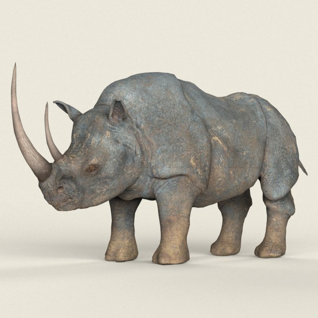 low poly realistic rhino Modelo 3D .c4d .max .obj .3ds .fbx .stl .blend 