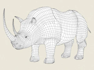 low poly realistic rhino 3D Model