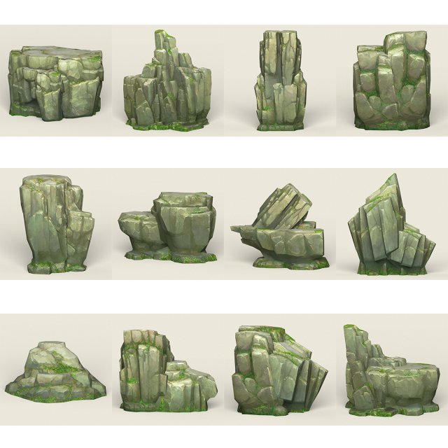 game ready rock mountain collection Modèle 3D .c4d .max .obj .3ds .fbx .stl .blend 