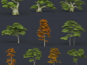 low poly 10 tree collection 02 3D Model