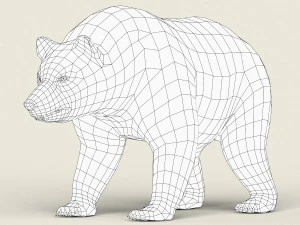 现实的低聚熊 3D 模型