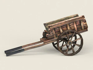 game ready horse cart 3D Model