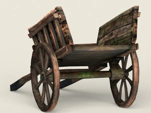 game ready horse cart 3D Model