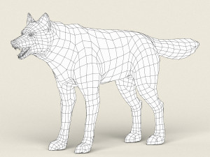 low poly realistic wolf 3D Model