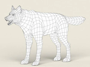 low poly realistic red wolf 3D Model
