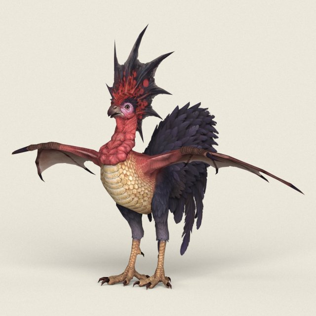 game ready fantasy rooster Modelo 3D .c4d .max .obj .3ds .fbx .stl .blend 