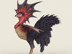 game ready fantasy rooster Modelo 3D