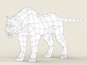 low poly leopard 3D Model