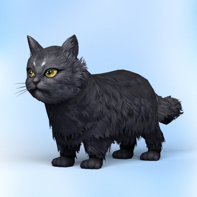 low poly black cat Modello 3D .c4d .max .obj .3ds .fbx .stl .blend