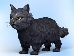 gato negro de baja poli Modelo 3D