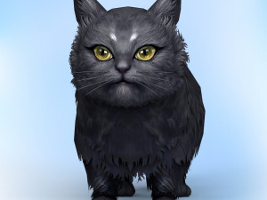 low poly black cat Modello 3D