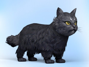 low poly black cat Modello 3D