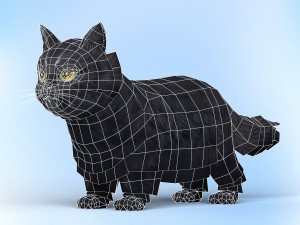 low poly black cat Modello 3D