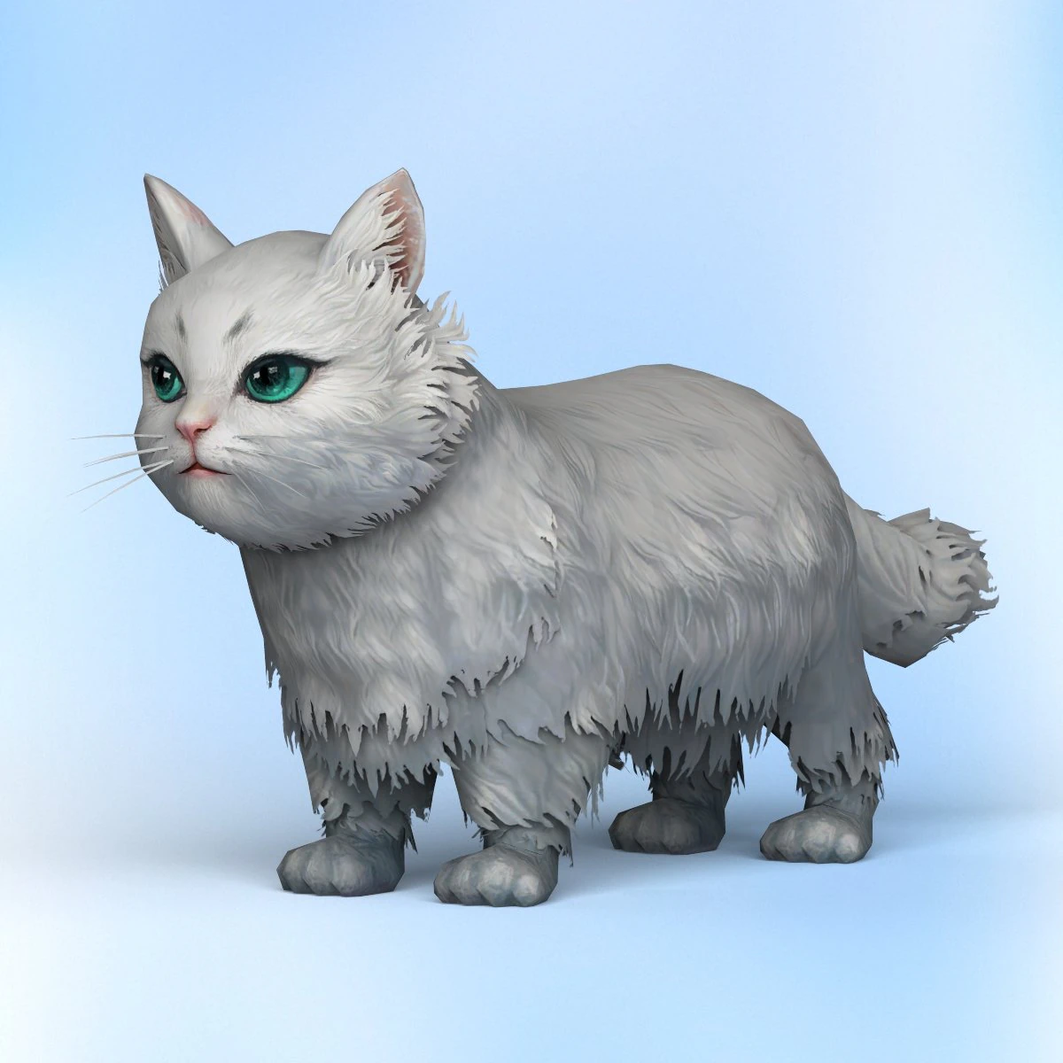 низкополигональная белая кошка 3D Модель .c4d .max .obj .3ds .fbx .stl .blend 