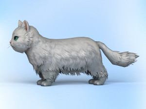 low poly white cat 3D 模型