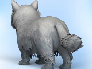 низкополигональная белая кошка 3D Модель