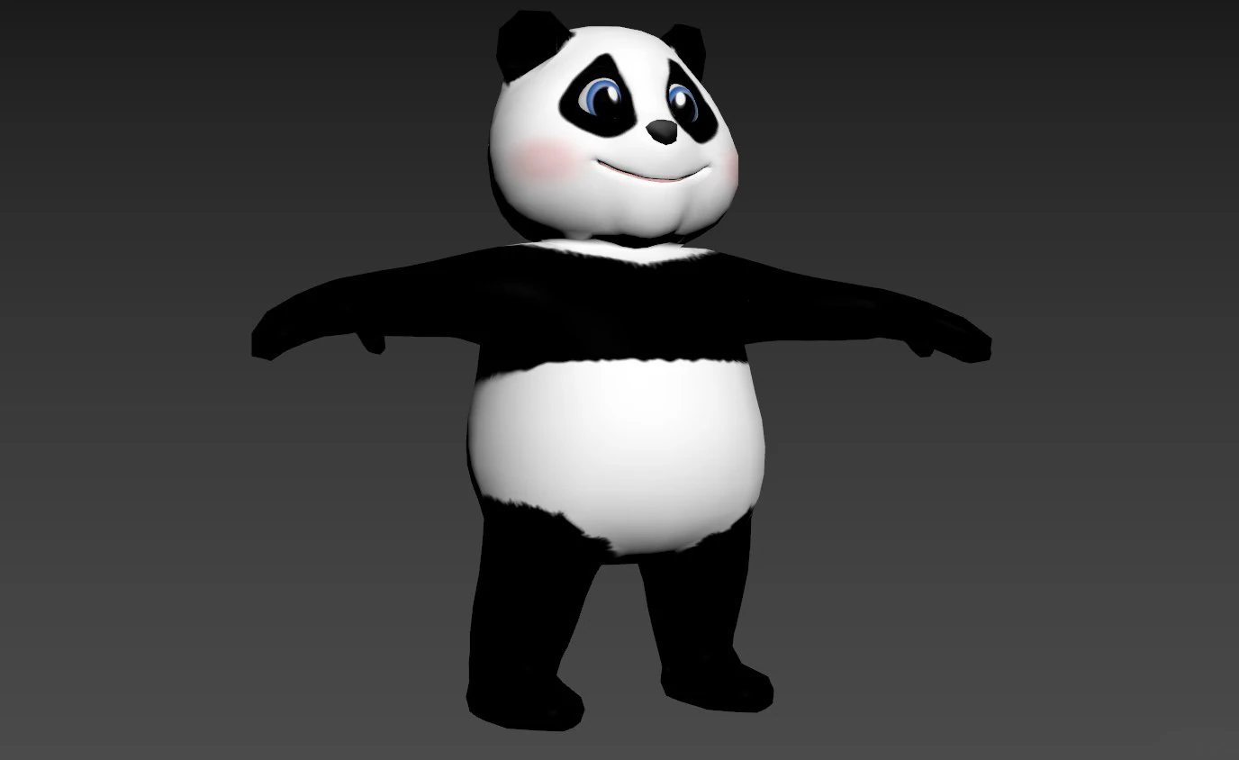 panda - cartoon low-poly 3D Model .c4d .max .obj .3ds .fbx .stl .blend 