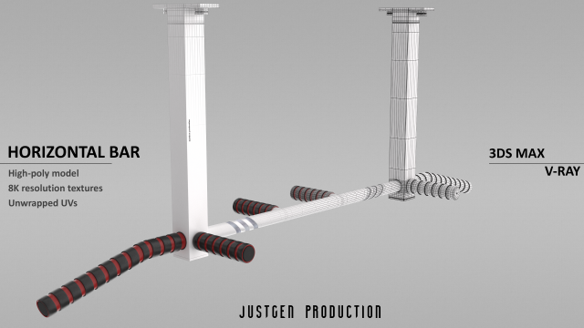 horizontal bar 3D मॉडल .c4d .max .obj .3ds .fbx .stl .blend 