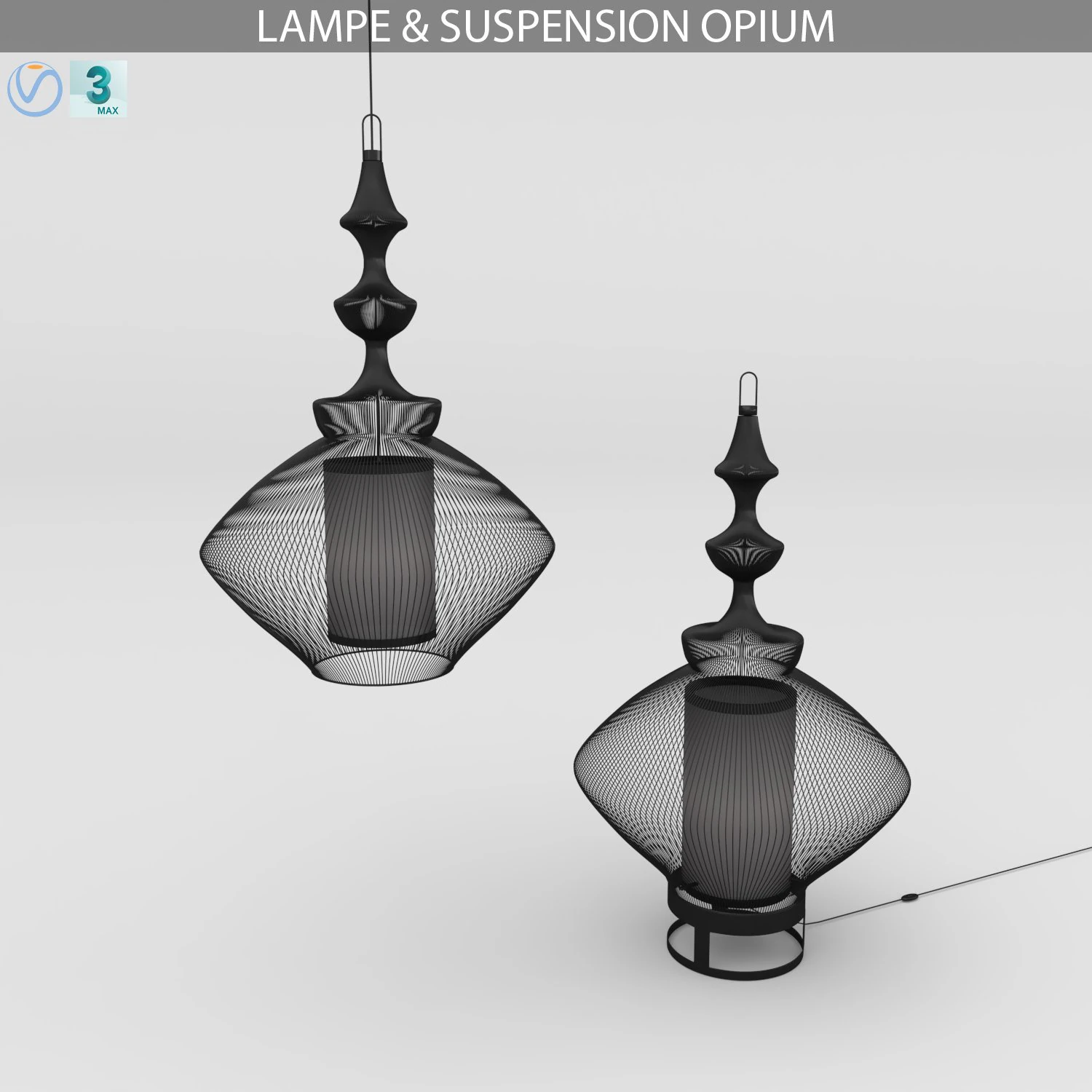 lampe suspension opium 3D Model .c4d .max .obj .3ds .fbx .stl .blend 