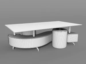 coffee table and 2 pouffes 3D Model