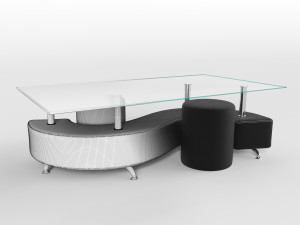 coffee table and 2 pouffes 3D 模型