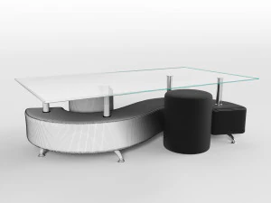 coffee table and 2 pouffes 3D Model
