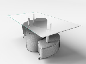 coffee table and 2 pouffes 3D 模型