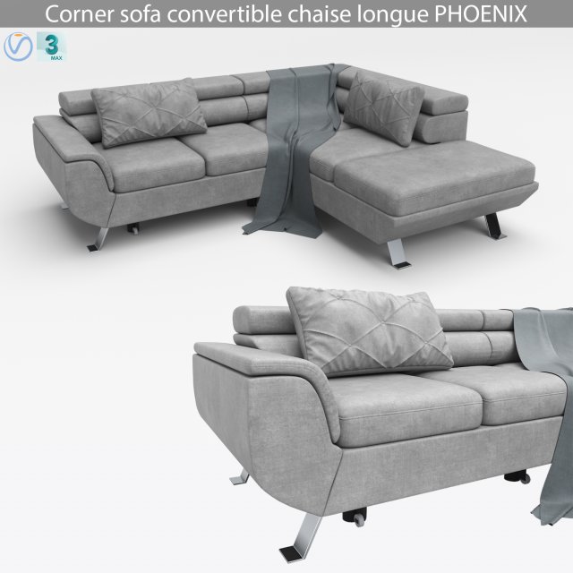 corner sofa convertible chaise longue phoenix Modèle 3D .c4d .max .obj .3ds .fbx .stl .blend 