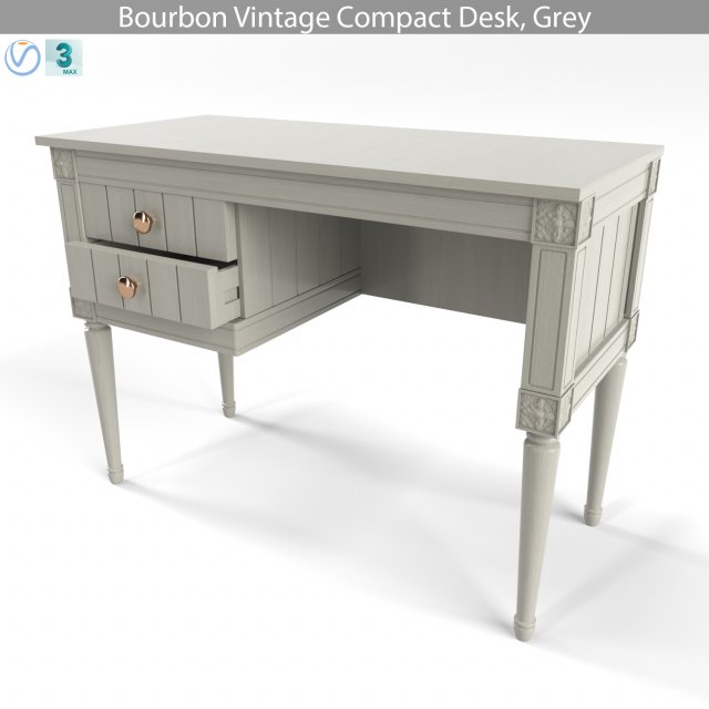 made bourbon vintage compact desk grey Modèle 3D .c4d .max .obj .3ds .fbx .stl .blend 