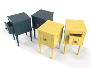 made bourbon vintage set of 2 compact bedside table blue and mustard 3Dモデル