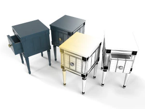 made bourbon vintage set of 2 compact bedside table blue and mustard 3D Model