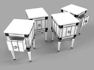 made bourbon vintage set of 2 compact bedside table blue and mustard 3D Model