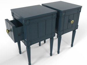 made bourbon vintage set of 2 compact bedside table blue and mustard 3D मॉडल