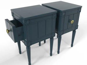 made bourbon vintage set of 2 compact bedside table blue and mustard 3D Model