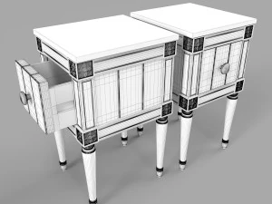 made bourbon vintage set of 2 compact bedside table blue and mustard 3D Model