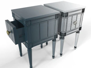 made bourbon vintage set of 2 compact bedside table blue and mustard 3D Model