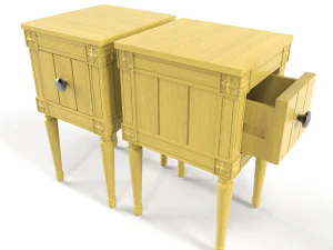 made bourbon vintage set of 2 compact bedside table blue and mustard 3D Model