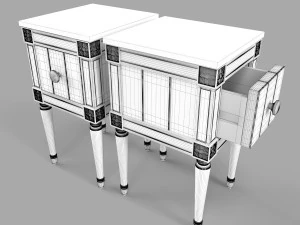 made bourbon vintage set of 2 compact bedside table blue and mustard 3D Model