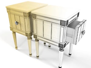made bourbon vintage set of 2 compact bedside table blue and mustard 3D Model