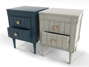 bourbon vintage bedside grey and dark blue 3D मॉडल