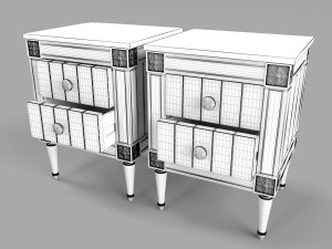 bourbon vintage bedside grey and dark blue 3D Model