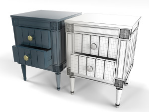 bourbon vintage bedside grey and dark blue 3D Model