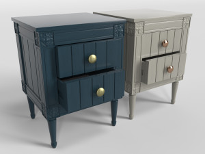 bourbon vintage bedside grey and dark blue 3D Model