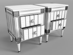 bourbon vintage bedside grey and dark blue 3D Model
